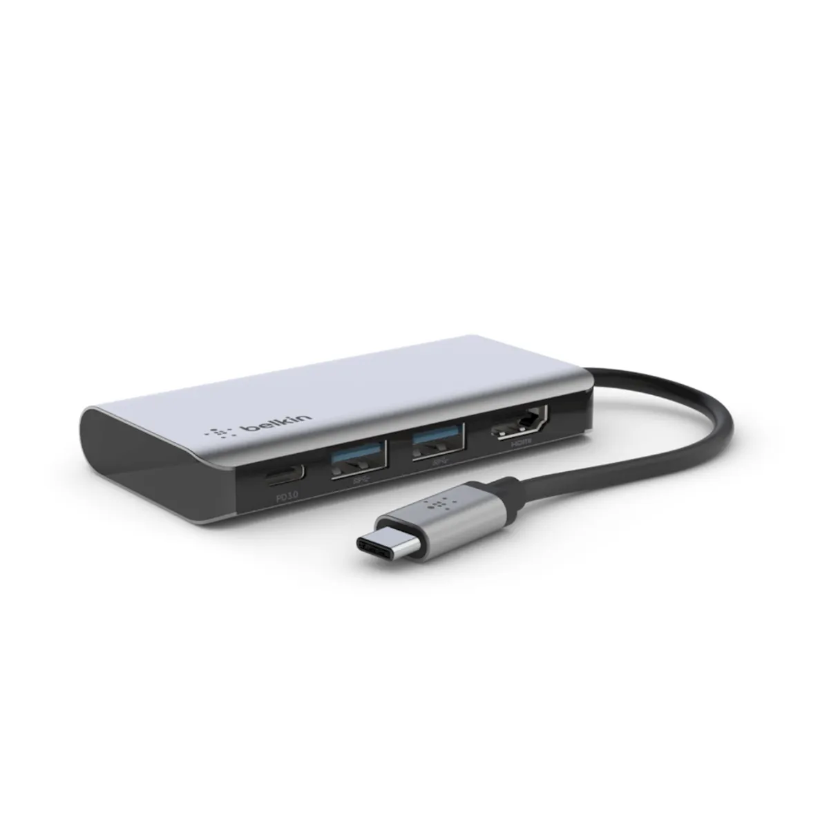 Belkin AVC006BTSGY USB-C 4-in-1 Multiport Adapter HDMI 4K30Hz, 100 W töltésátvitel, 2x USB-A 3.0 BC1.2, USB-C bemenet, 5 Gbps #1