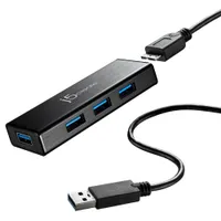 j5create JUH340-N USB 3.2 Gen 1 4-portos hub Micro-B bemenet Type-A kimenet alumínium fekete