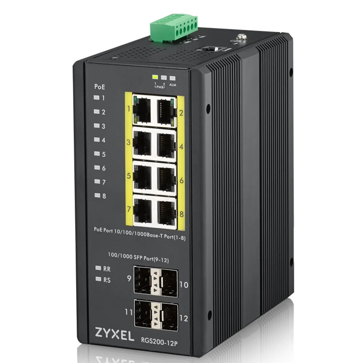 Zyxel RGS200-12P-ZZ0101F RGS200-12P ipari PoE switch 8x GbE 4x SFP 240W DIN sínre és falra szerelhető #1
