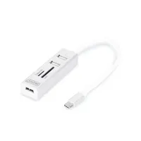 Assmann DA-70243 usb hub kártyaolvasó 3x usb 2.0 1x sd 1x microsd alumínium fehér
