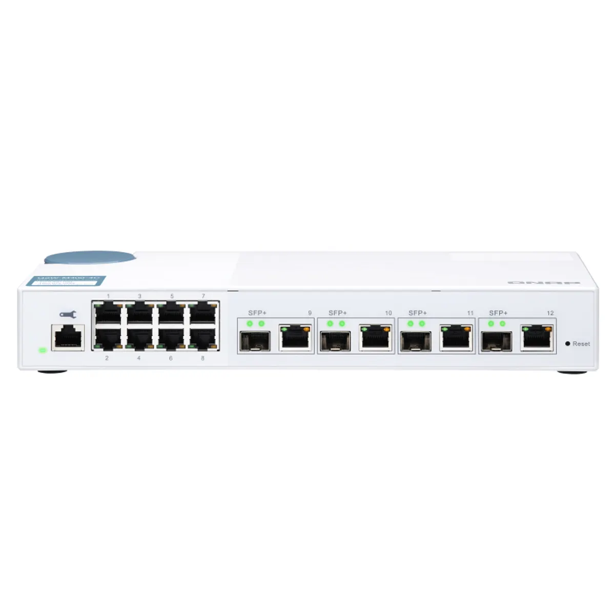 QNAP QSW-M408-4C kapcsoló 12-portos 4x10G SFP RJ45 kombó, 8x1GbE, webes kezelés, asztali #1