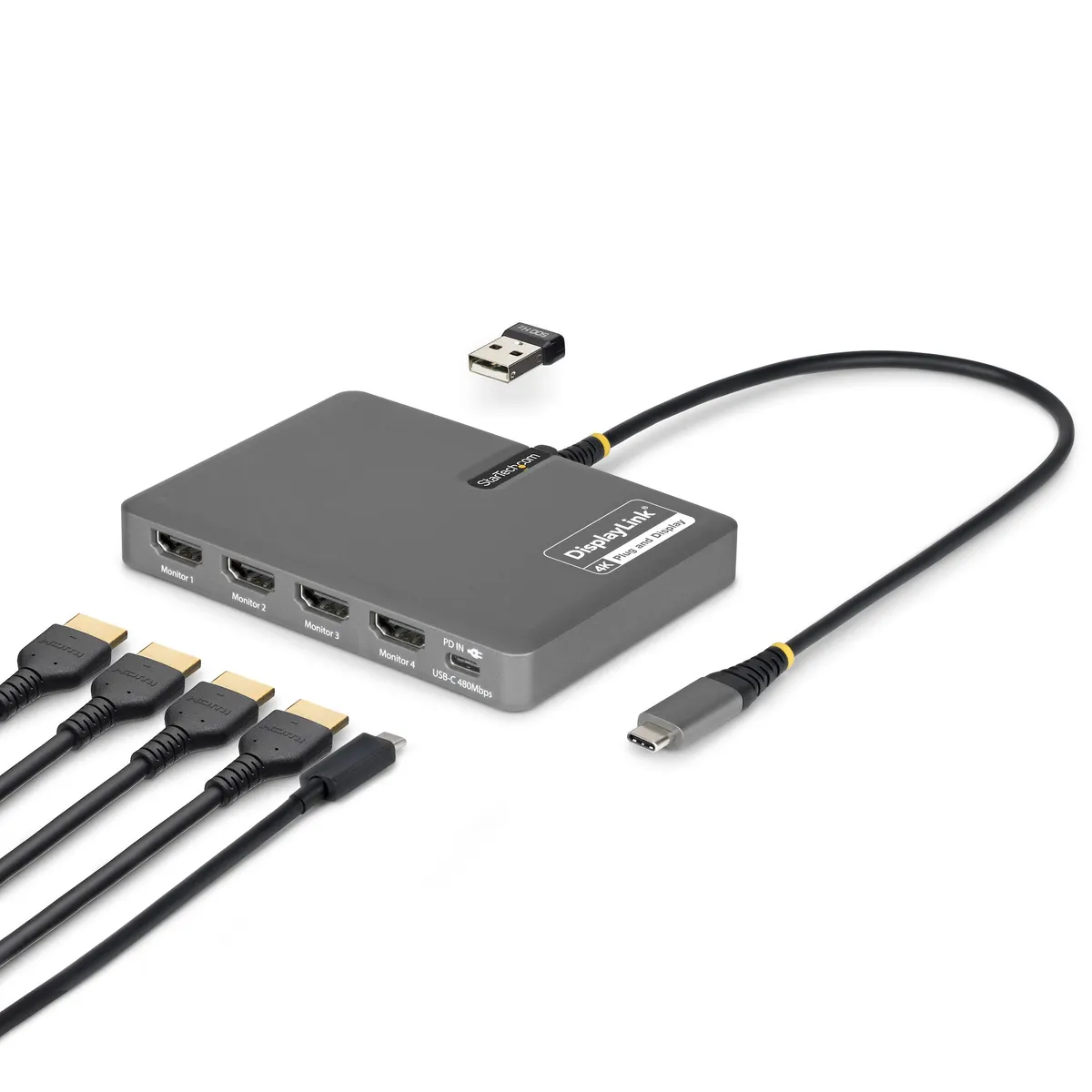 Startech.com QUAD-USB-HDMI-ADAPT USB-C-hez négy HDMI-kimenetű adapter 4K 60Hz PD 140 W #1