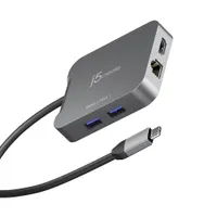 j5create JCD3191-N 4K60 USB-C Travel Adapter 140W PD 28V 4.64A USB 3.2 Gen 2 Type-C Gigabit Ethernet Space Grey
