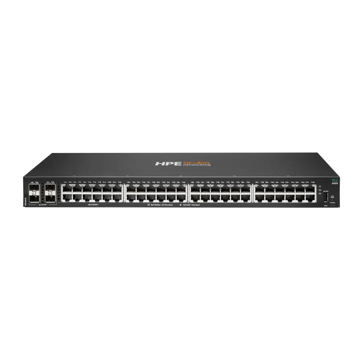 HP Enterprise R8N86B#ABB Aruba CX 6000 48G 4F SW L2L3 48x1G RJ-45 104 Gbps USB 2.0 Konzol USB MAC 8192 1U #1