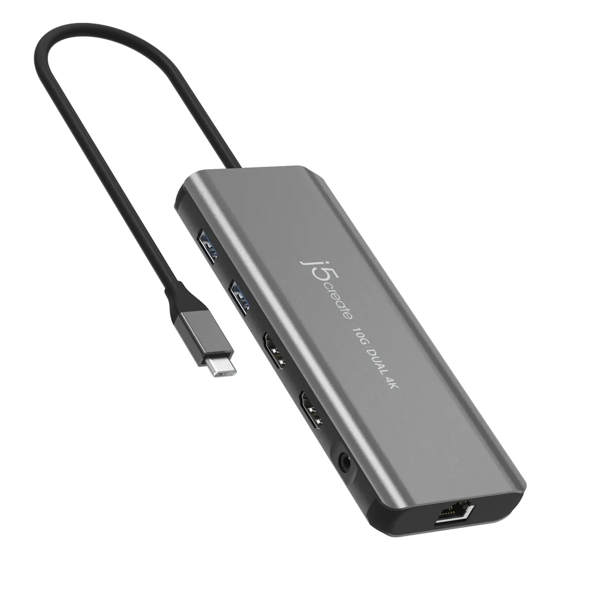 J5create JCD398-N USB-C Dual 4K HDMI 10Gbps Mini Dock 100 W PD Gigabit Ethernet Windows 10-11 Space Grey #1