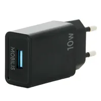 Mobilis 001360 falitöltő 10.5W, 1 USB-A, automatikus töltés, univerzális, fekete