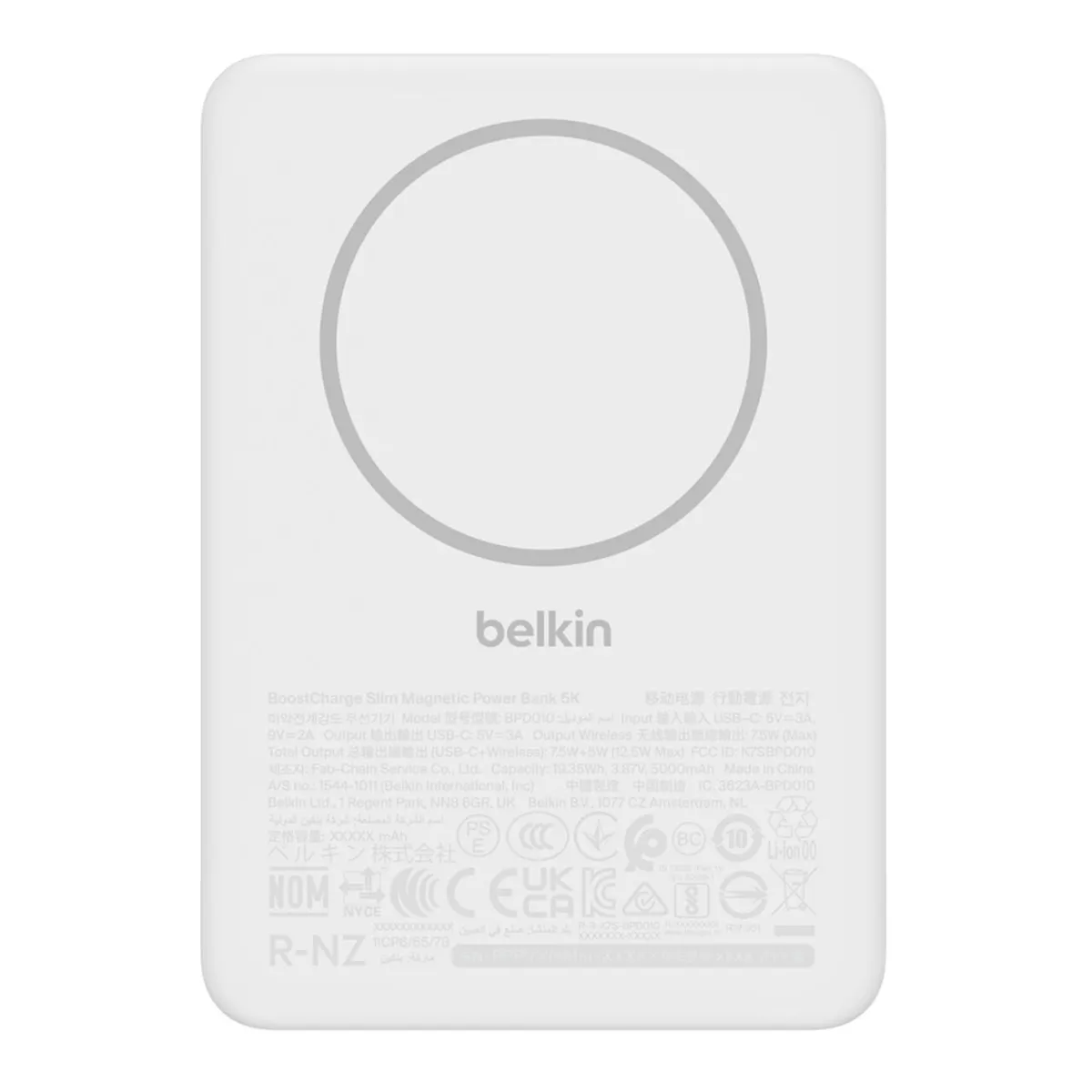 Belkin BPD010HQWH BoostCharge slim magnetis powerbank 5000 mAh 7.5 W USB-C Fehér #1