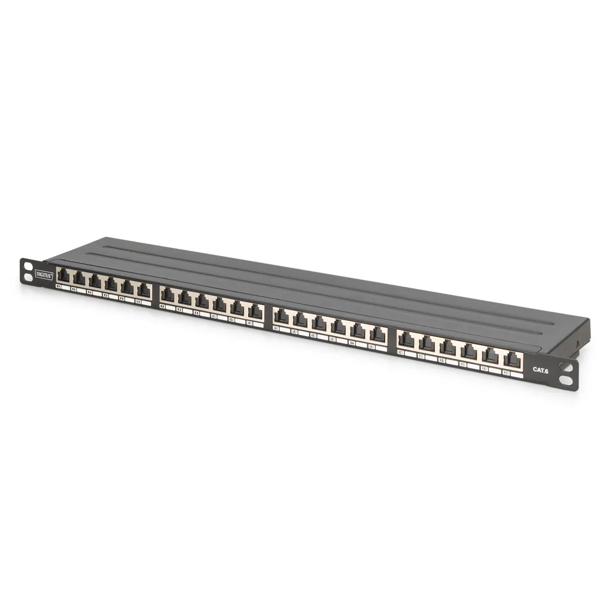 Assmann DN-91624S-SL-SH Patch panel Cat6 Shielded 0.5U RJ-45 EN 50173 ISO IEC 11801 Fekete #1