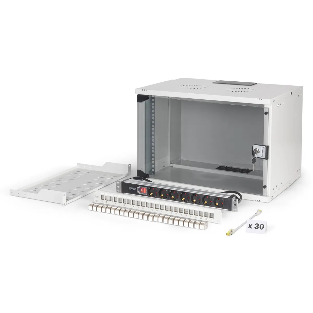 Assmann DN-49202-SET falra szerelhető állvány 7U IP20 kulcsos kábelvezetés számítógépkeret-sínek #1
