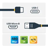 Startech.com USB2CUB2M USB-C Micro-B adat- és töltőkábel 2 m fekete USB 2.0