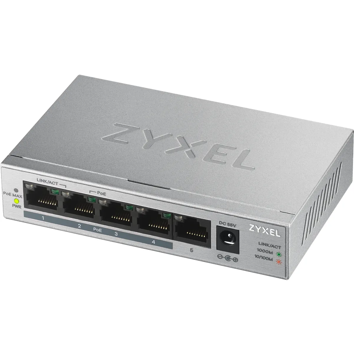 Zyxel GS1005HP-EU0101F GS1005HP 5-portos Gigabit PoE+ kapcsoló, 4 PoE+ port, 60W #1
