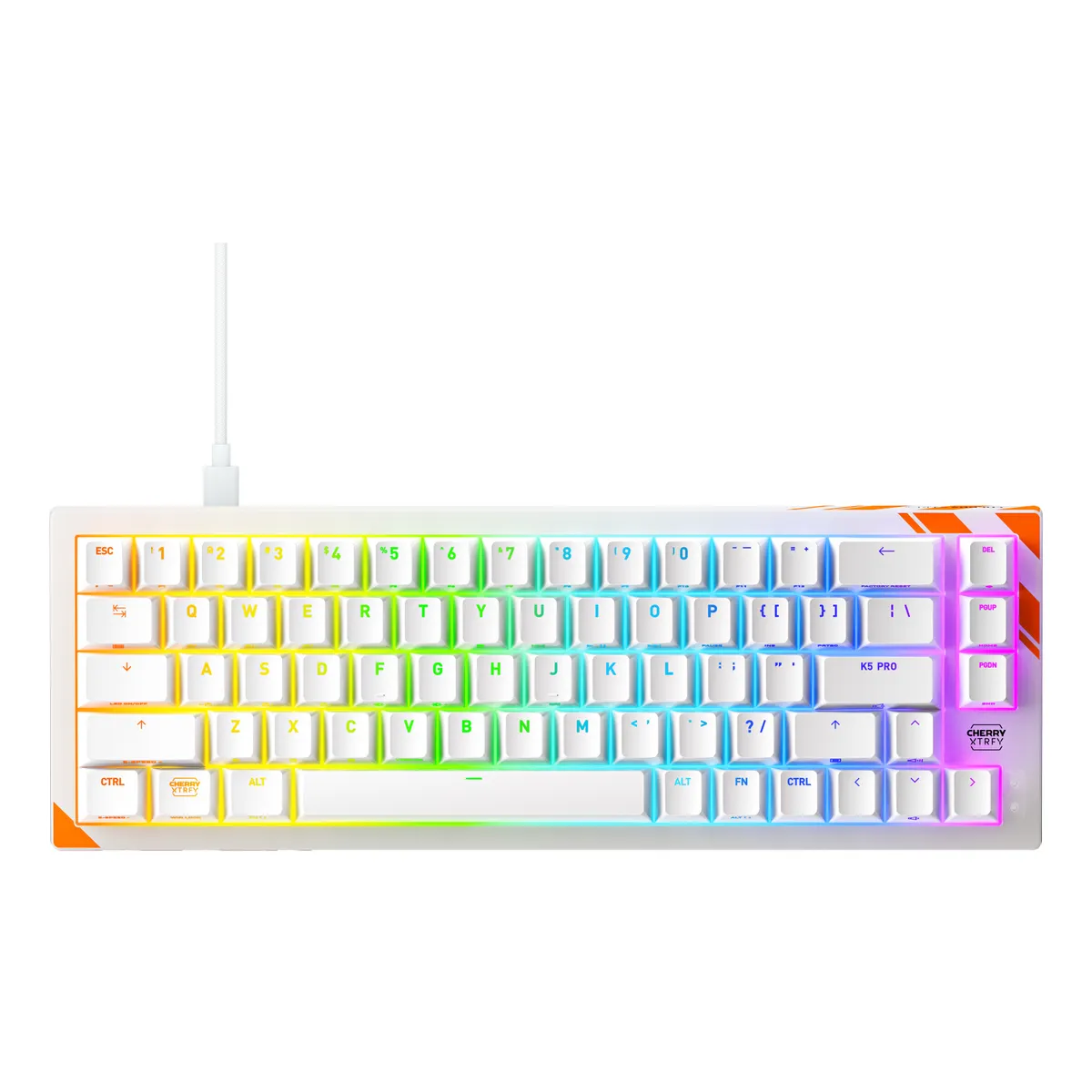 Cherry G8E-24200LACAUS-0 K5 Pro TMR Compact 65 százalékos vezetékes USB mechanikus RGB 2 m narancssárga-fehér #1