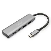 Assmann DA-70245 USB-C 4-portos hub 2x USB-A 2x USB-C alumínium szürke