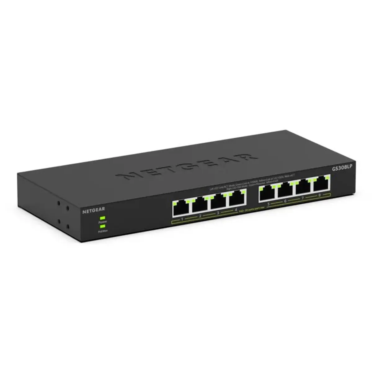 Netgear GS308LP-100EUS GS308LP 8-portos PoE, 1 Gbps, nem menedzselt kapcsoló #1