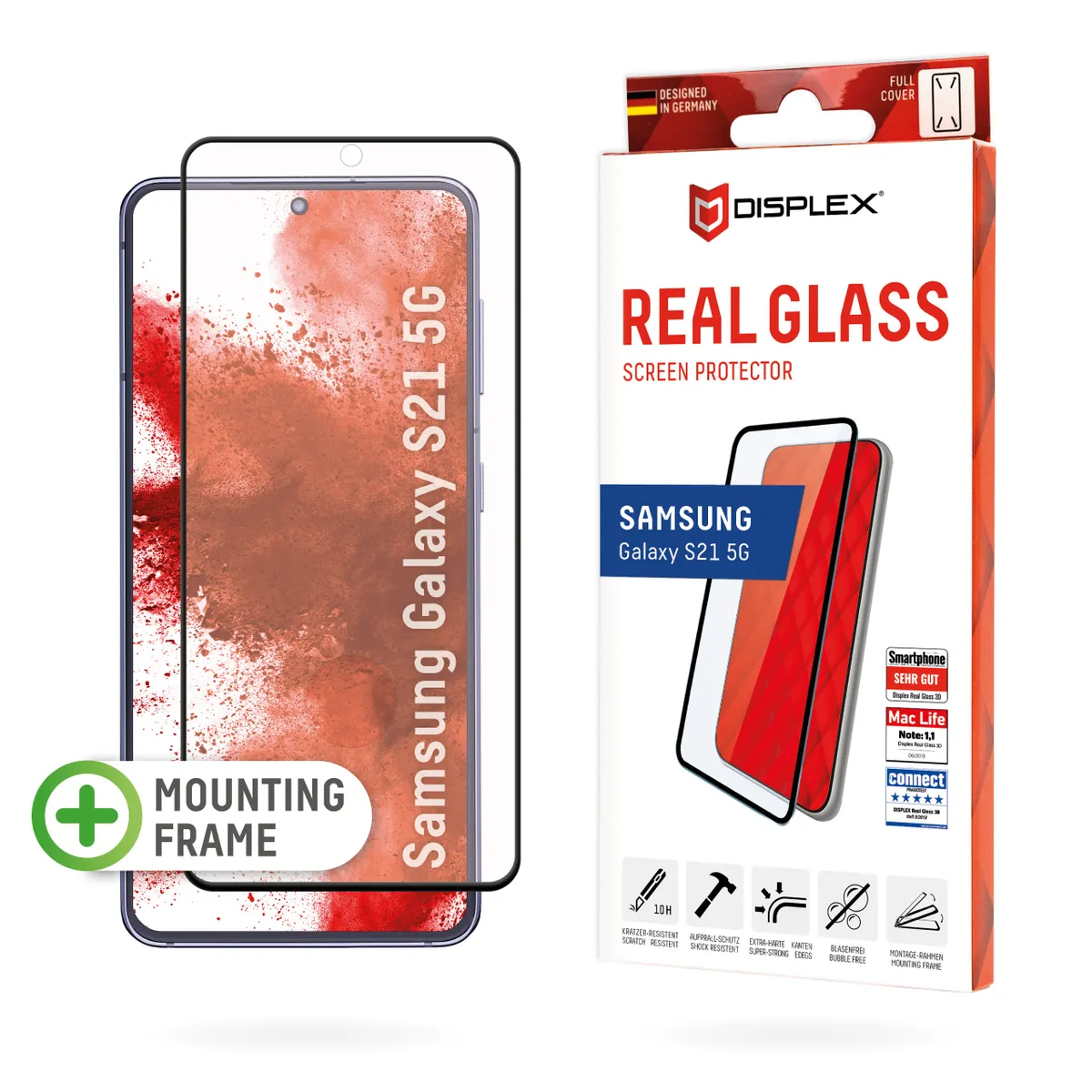 E.V.I. 01405 Displex real glass full cover átlátszó edzett üveg száraz alkalmazás Samsung Galaxy S21 5G #1