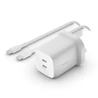 Belkin WCH013VF2MWH-B6 Boost Charge Pro Dual Port USB-C GaN töltő PPS 65W 2x USB-C 2 m fehér