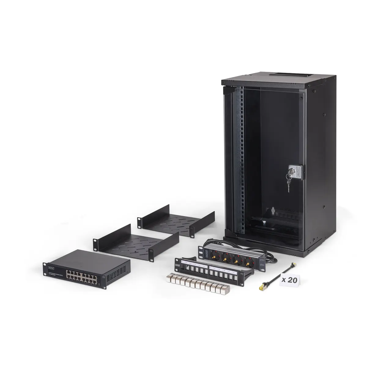Assmann DN-49105-SET falra szerelhető állvány 12U 60 kg kábelvezérlés IP20 biztonsági kulcs #1