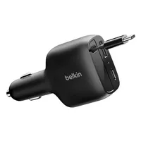 Belkin CCC001HQBK autós töltő 75W 2-portos visszahúzható usb-c kábel 0,75 m túlmelegedés elleni védelem