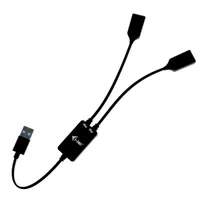 I-tec U3CBLHUB2A USB-A kábel hub 2x USB-A 0,1 m USB 3.2 Gen 1 fekete