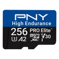 PNY P-SDU256V32100PHE-GE Pro elite high endurance 256GB microSDXC Class 10 U3 V30 A2 100 MBps 90 MBps adapter