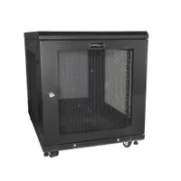 Startech.com RK1233BKM szabadonálló rack szekrény 12U 450 kg kábelvezetés biztonsági kulcs önbeálló kerekek fekete
