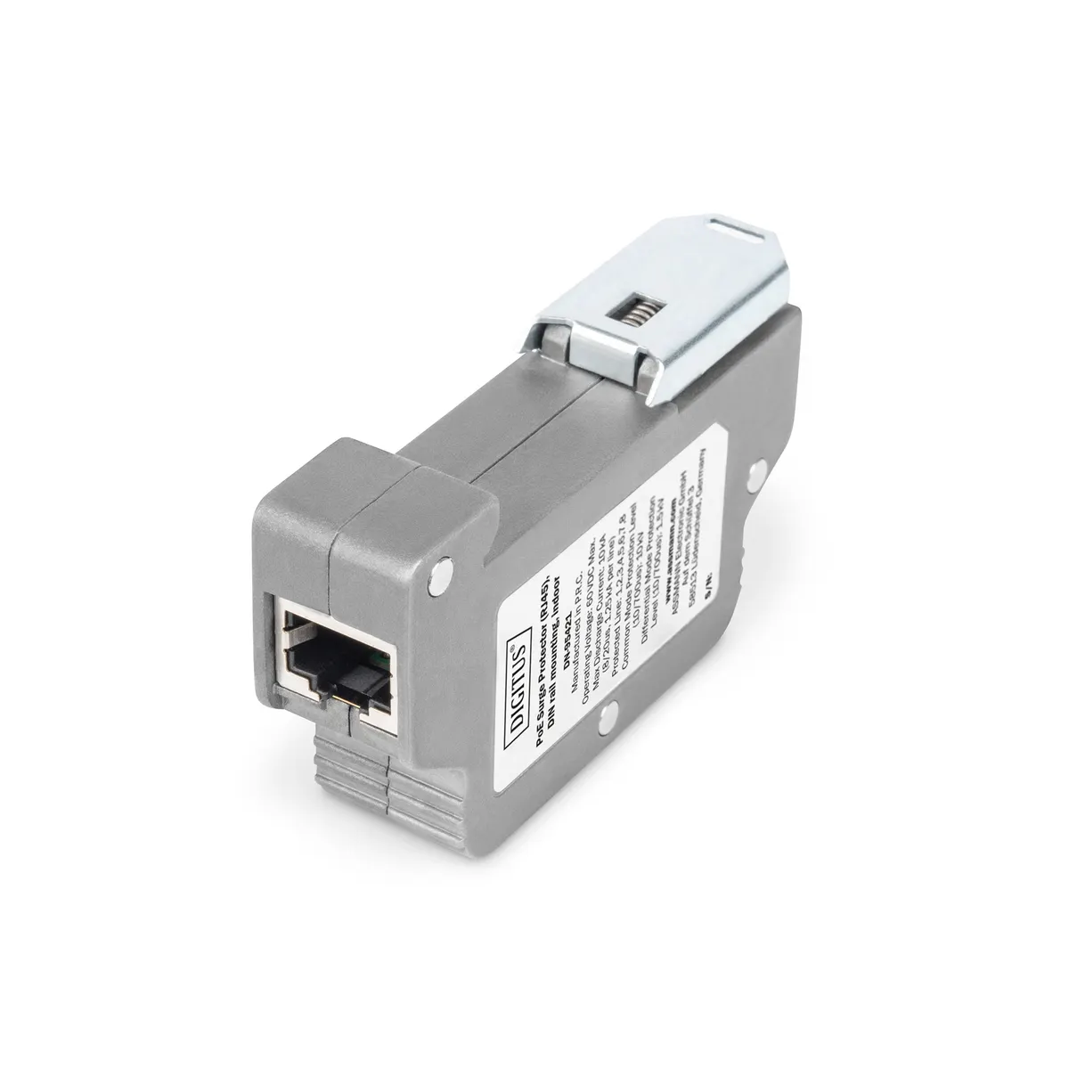 Assmann DN-95421 PoE túlfeszültségvédő RJ45 DIN-sínre szerelhető beltéri IP40, anyag cink, szín szürke #1