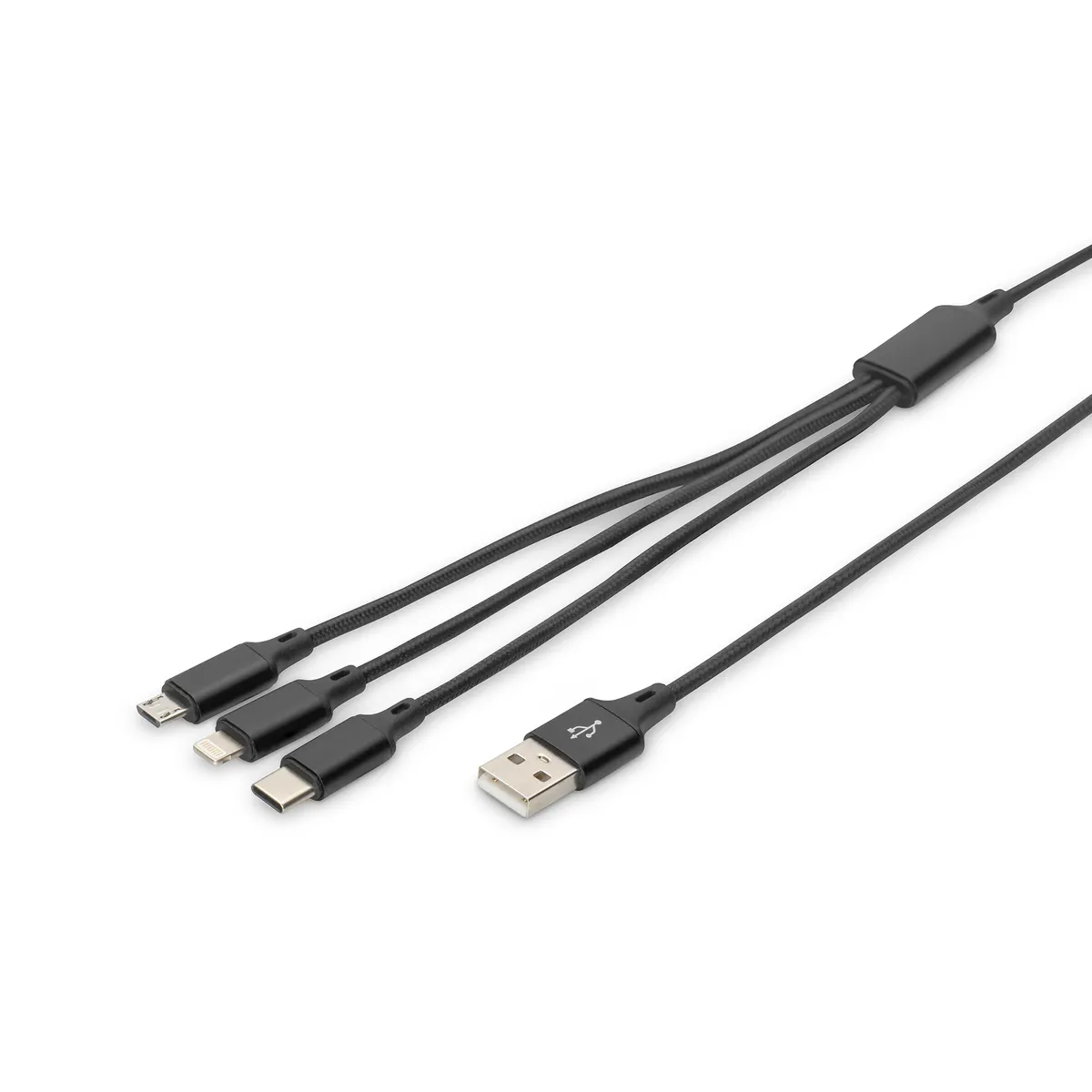 Assmann AK-300160-010-S 3-in-1 töltőkábel usb a lightning micro usb b type-c 1 m fekete nikkel #1