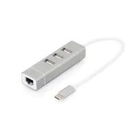 Assmann DA-70253 DIGITUS 3p usb 2.0 hub és fast ethernet lan adaptor type c alumínium