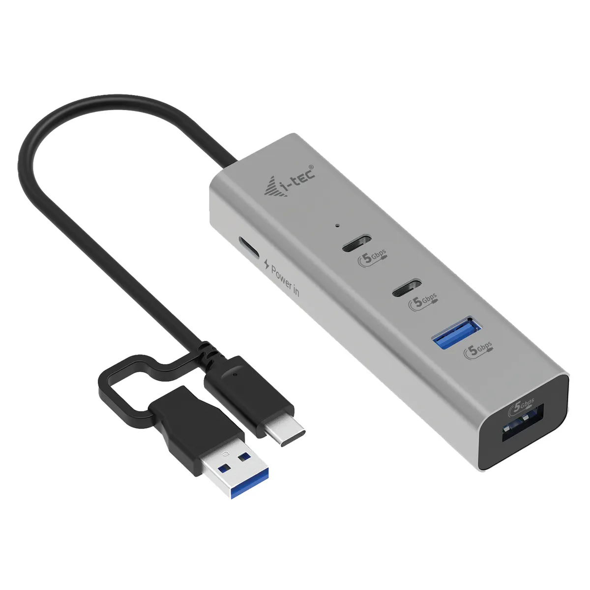I-tec CAHUBMETAL2A2CPD Metal hub ezüst 2x USB-C 2x USB-A PD 85 W USB 3.2 Gen 1 #1