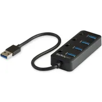 Startech.com HB30A4AIB 4 portos USB hub USB 3.2 Gen 1 fekete műanyag