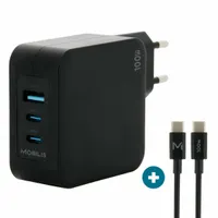 Mobilis 001365 töltő GaN 100 W 2x USB-C 1x USB-A 2 m kábel