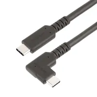Startech.com RUSB31CC50CMBR USB-C adat- és töltőkábel 0,5 m 90 fokos USB-C - USB-C USB 3.2 Gen2 10 Gbit/sec nikkel érintkezők fekete