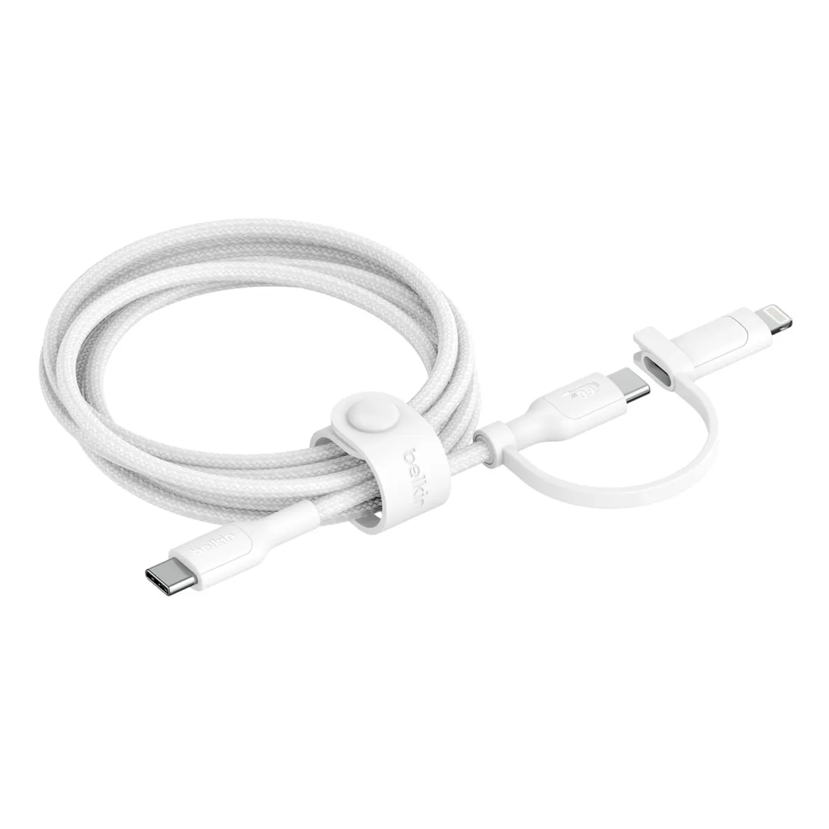 Belkin CAC003HQ1.5MWH BoostCharge Pro 2in1 USB-C és Lightning, USB 2.0, 1,5 m, Fehér #1