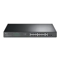 TP-Link TL-SG1218MPE JetStream 16-portos Gigabit PoE kapcsoló 16x RJ45 PoE portok, 2 SFP port, 192 W, VLAN 32, QoS, IGMP Snooping