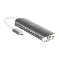 j5create JCD383-N USB-C 9 az 1-ben adapter HDMI Ethernet SD microSD ezüst