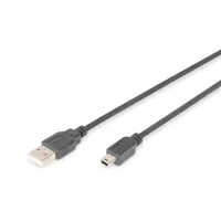 Assmann AK-300108-010-S USB A - Mini B 5pin kábel 1m USB 2.0 fekete nikkel bevonatú érintkezők