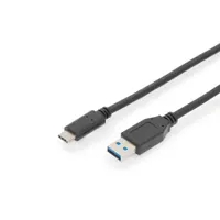Assmann AK-300146-010-S USB Type-C to USB-A kábel 1 m USB 2.0 10 Gbps nikkelezett csatlakozók fekete