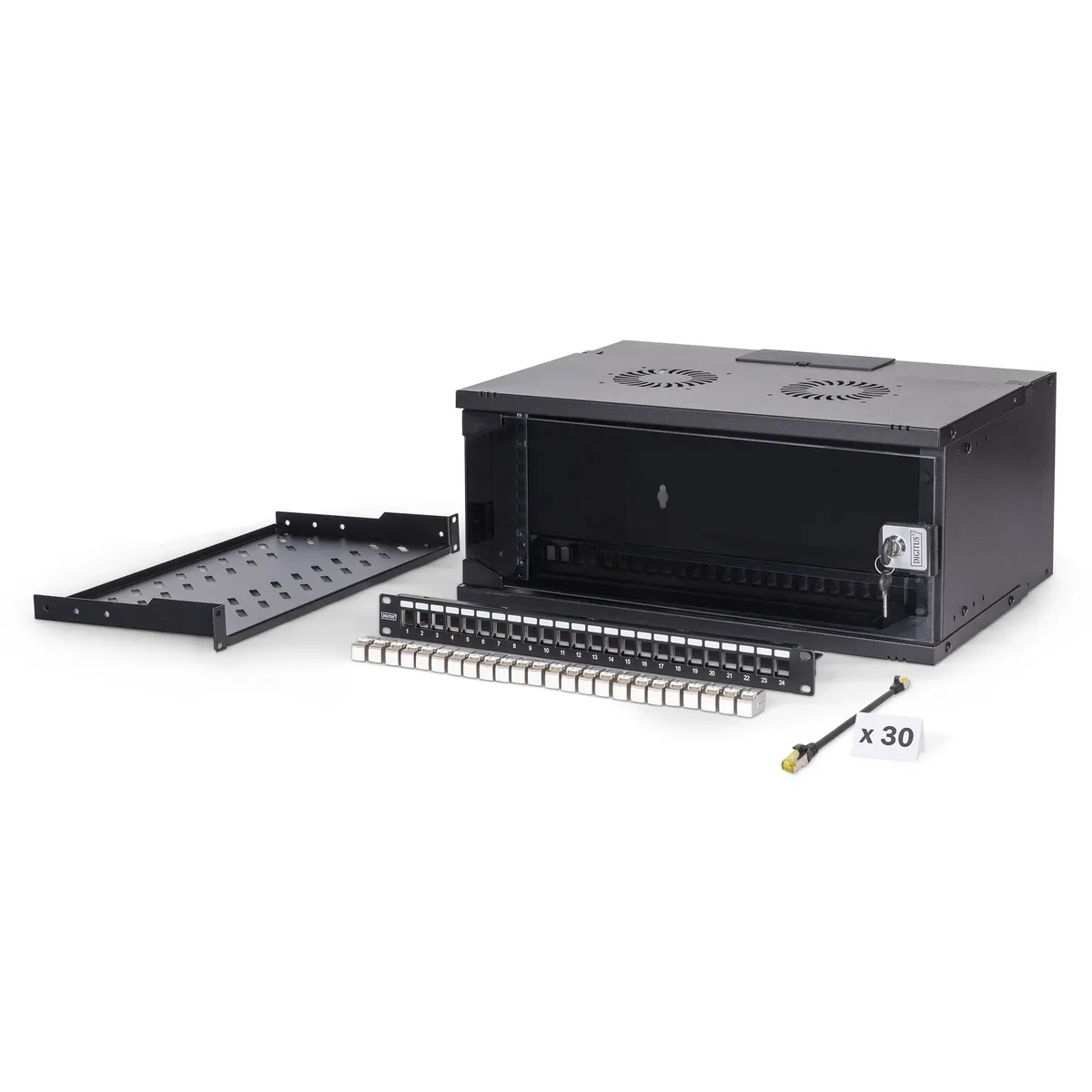 Assmann DN-49201-SET falra szerelhető állvány 4U 60 kg IP20 fekete biztonsági kulcs kábelvezetés #1