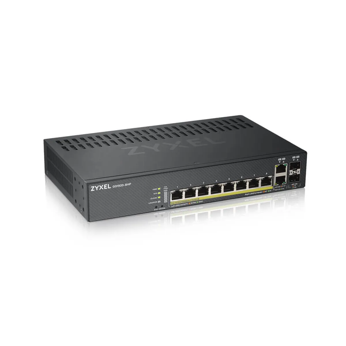 Zyxel GS1920-8HPV2-EU0101F GS1920-8HPv2 8-portos GbE PoE Switch 130W 2x SFP NebulaFlex #1