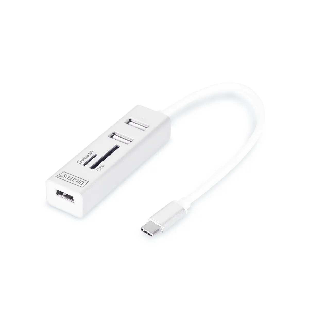 Assmann DA-70243 usb hub kártyaolvasó 3x usb 2.0 1x sd 1x microsd alumínium fehér #1