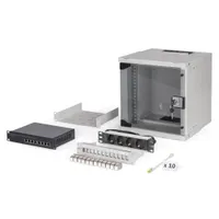Assmann DN-49100-SET falra szerelhető rack 6U 60 kg kapacitás, kábelvezetés, biztonsági kulcs, IP20, szürke