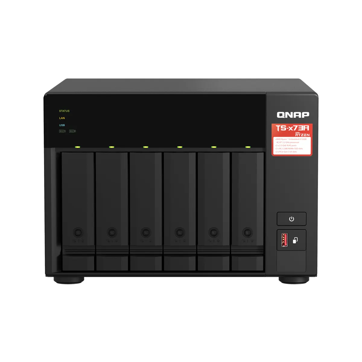 QNAP TS-673A-8G TS-673A AMD Ryzen V1500B 4C-8T 2,2 GHz, 8GB DDR4, 2x M.2 NVMe, 2,5 GbE LAN, PCIe Gen3 x4, 6-fiókos NAS #1