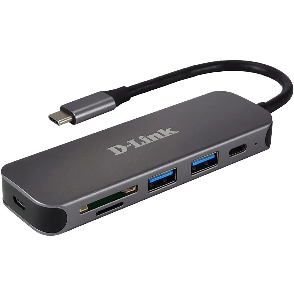 D-Link DUB-2325/E 5-in-1 USB-C hub kártyaolvasó SD és microSD 2x USB 3.0 1x USB-C port alumínium #1