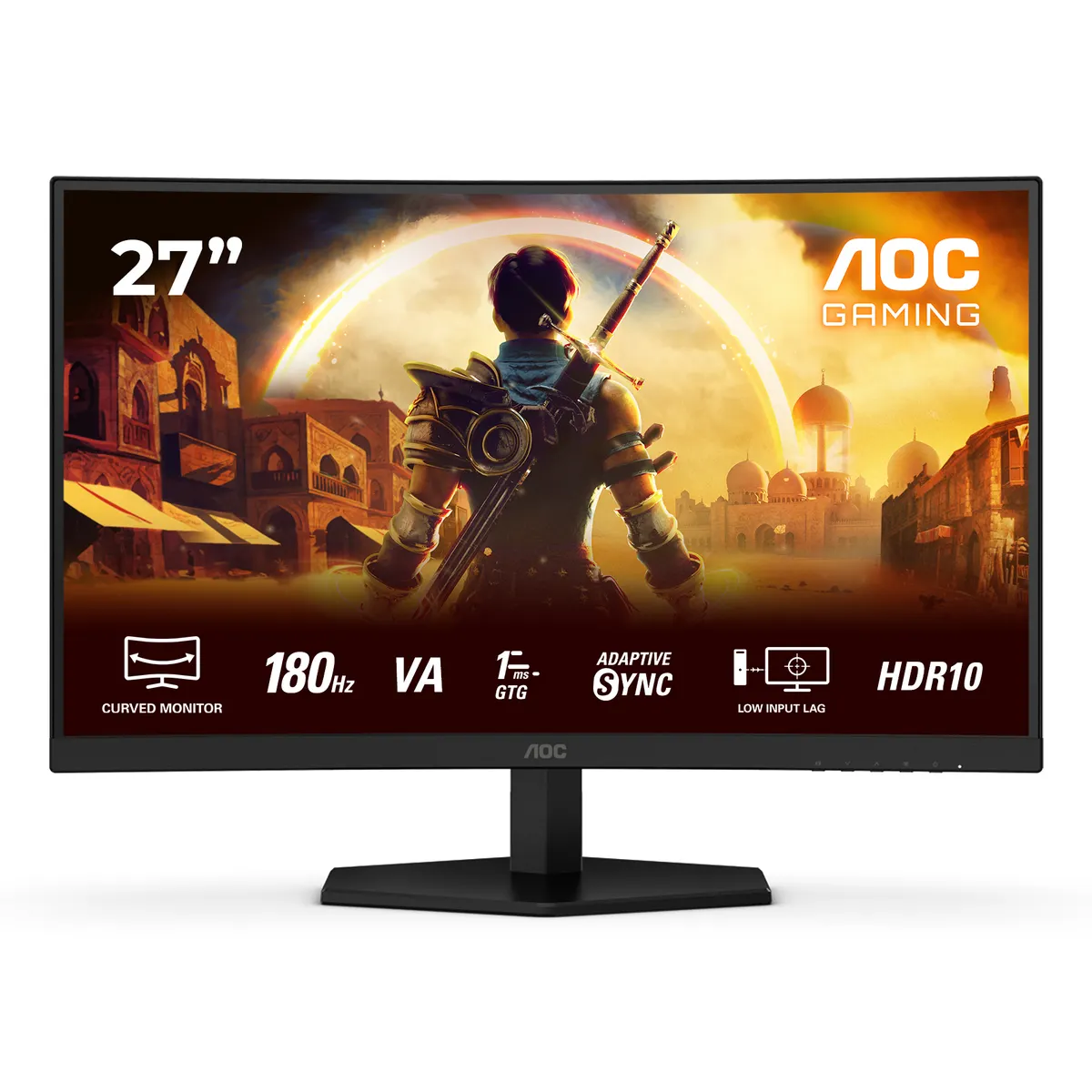 AOC C27G42E 27" ívelt VA LED gaming monitor 180 Hz 1 ms HDR10 FreeSync HDMI 2x DisplayPort beépített hangszóró #1