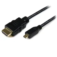 Startech.com HDADMM50CM HDMI A to HDMI Micro kábel 0,5 m aranyozott érintkezők 1.4b 3D ARC fekete