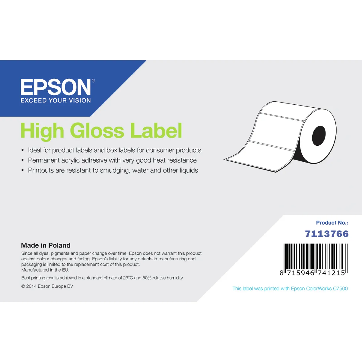 Epson 7113766 Fényes öntapadós címke tekercs 102 mm x 60 m #1