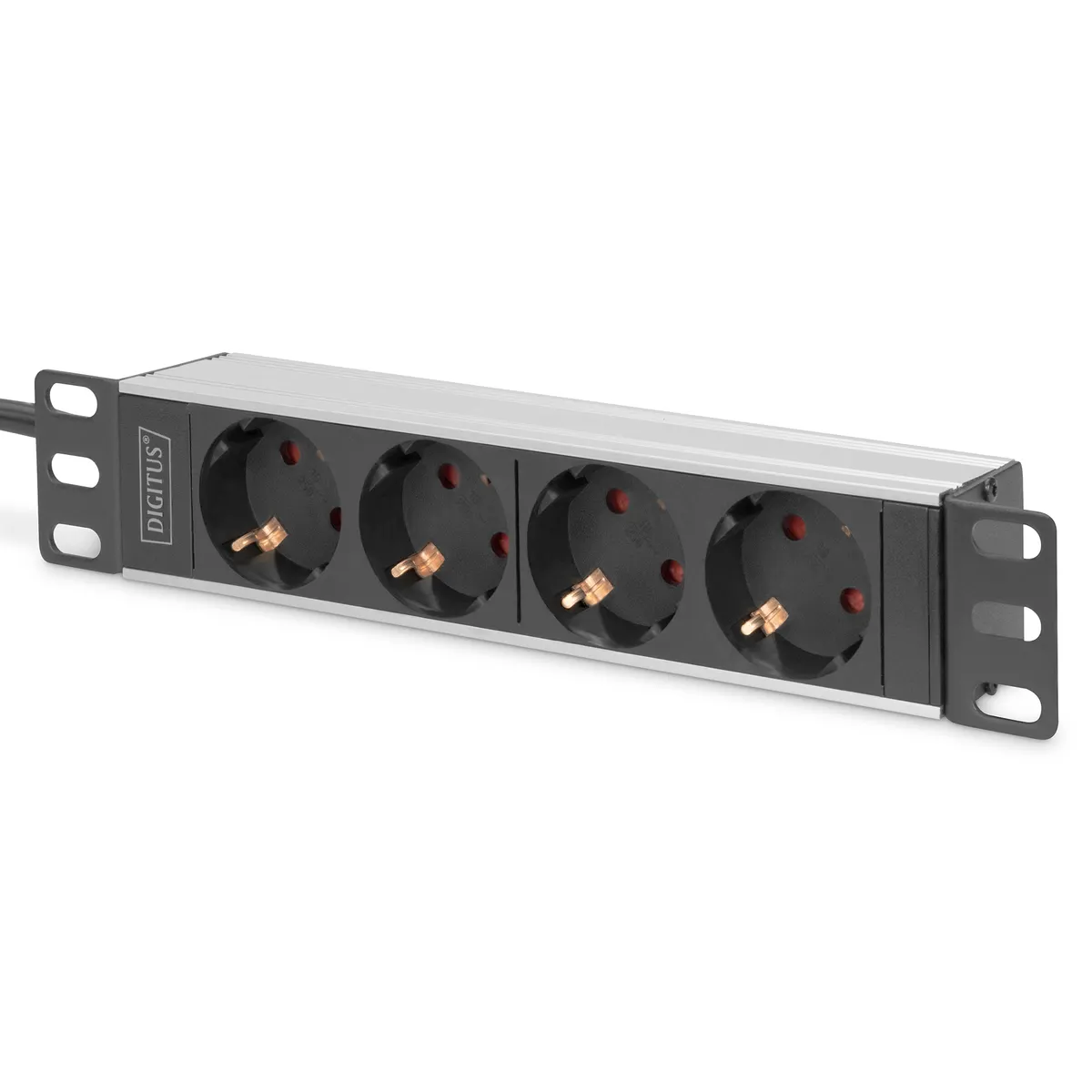 Assmann DN-95418 10 hüvelykes aljzatcsík 0U-1U, 4x F típusú aljzatok, alumínium profil, 2 m kábel, 250 V, 16 A #1