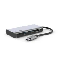 Belkin AVC006BTSGY USB-C 4-in-1 Multiport Adapter HDMI 4K30Hz, 100 W töltésátvitel, 2x USB-A 3.0 BC1.2, USB-C bemenet, 5 Gbps