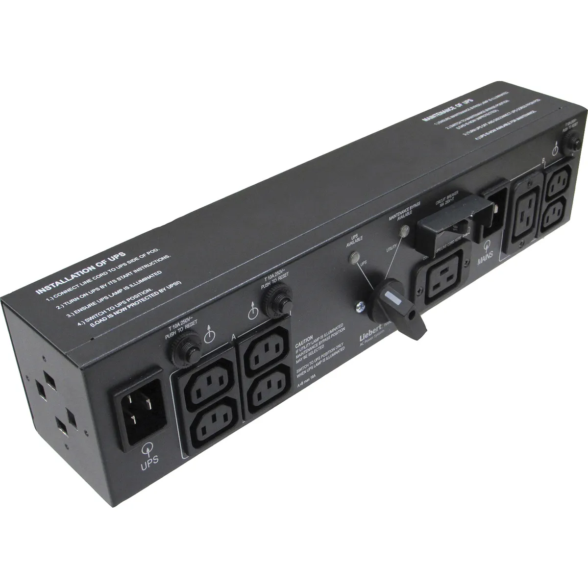Vertiv MP2-220L Liebert 2U MicroPod külső karbantartási bypass 3kVA 4 AC kimenet C20 bemenet C19 230V 16A 50-60Hz #1