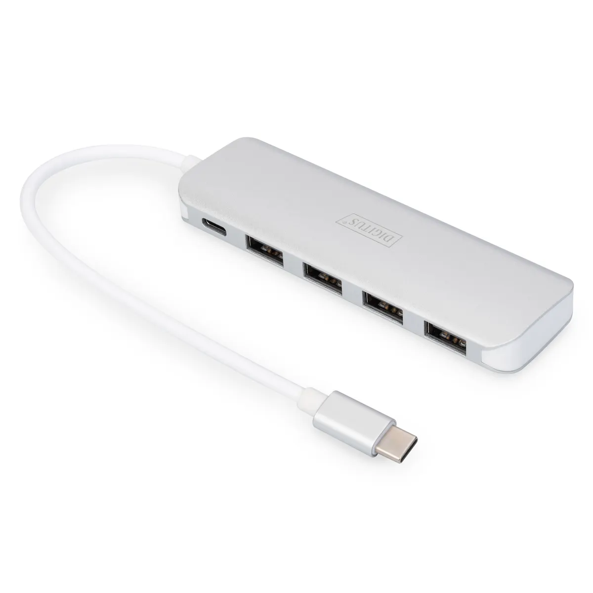 Assmann DA-70242-1 4-portos USB-C hub PD töltés USB 3.2 Gen 1 Type-C bemenet USB 3.2 Gen 1 Type-A kimenet alumínium ezüst áramforrás USB #1